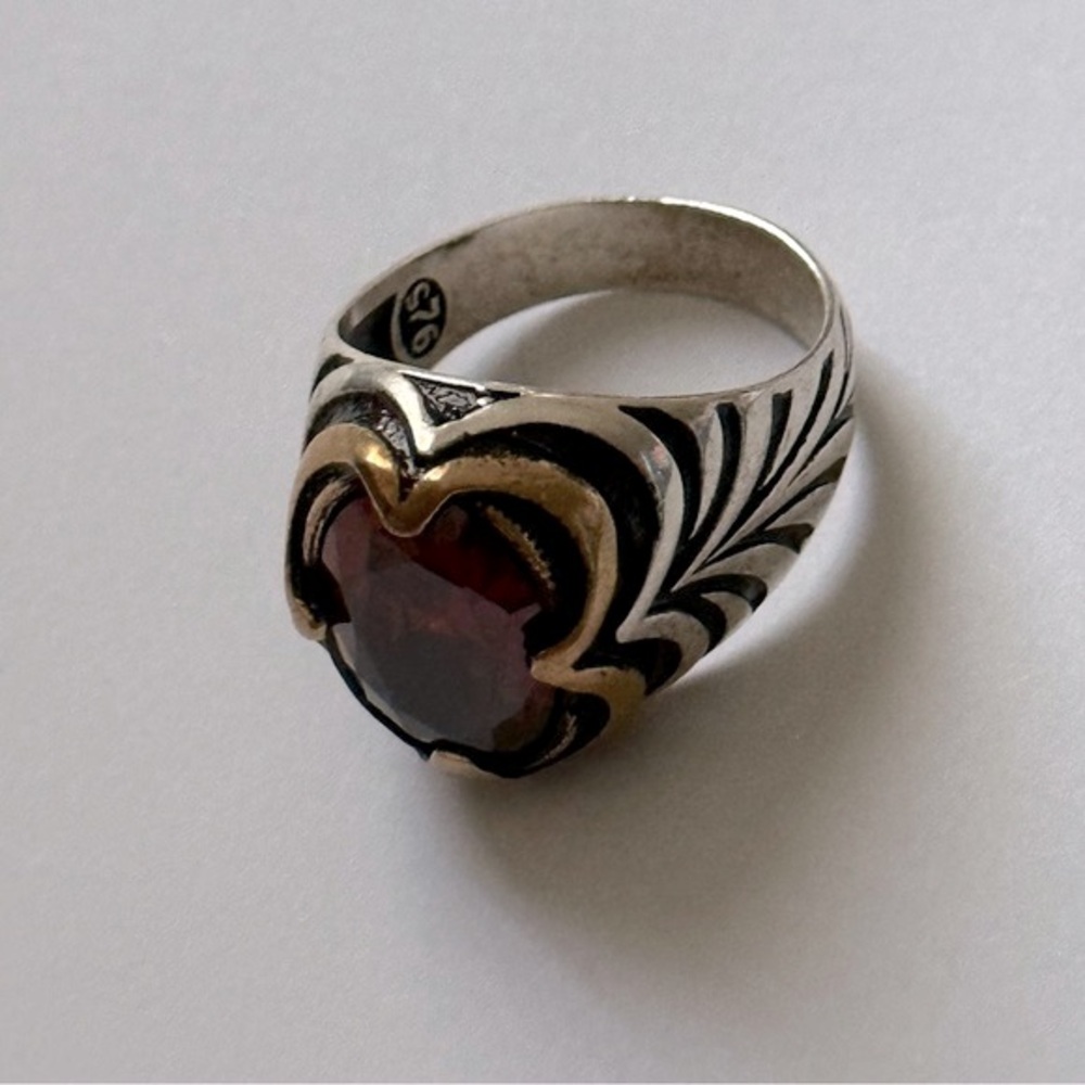 925 Silver stunning red ring size 9.25 unisex - Picture 6 of 7